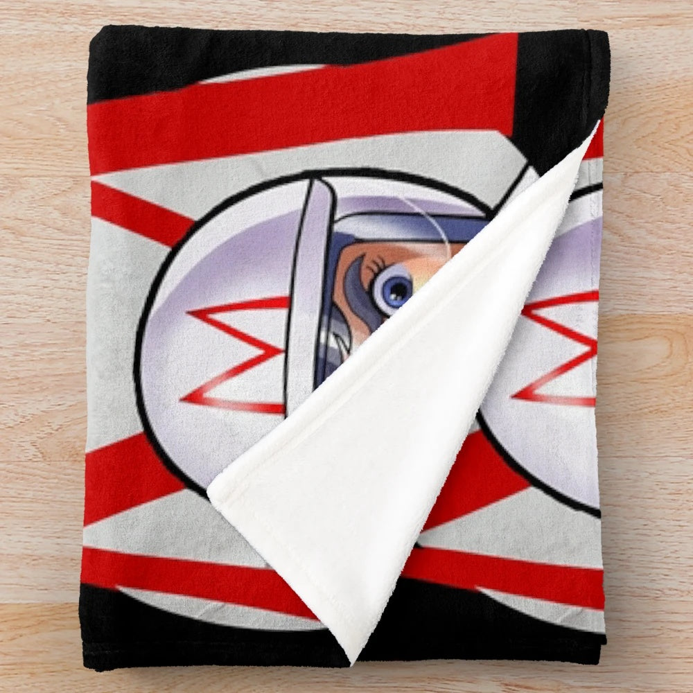 Vintage-inspired Speed Racer plush blanket featuring the iconic anime character