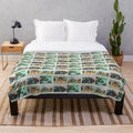 Vintage-style Thomas the Tank Engine plush blanket featuring nostalgic Royal Mail stamps