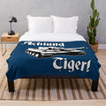 Plush blanket featuring vintage-inspired tiger tanks from World War 2 Germany