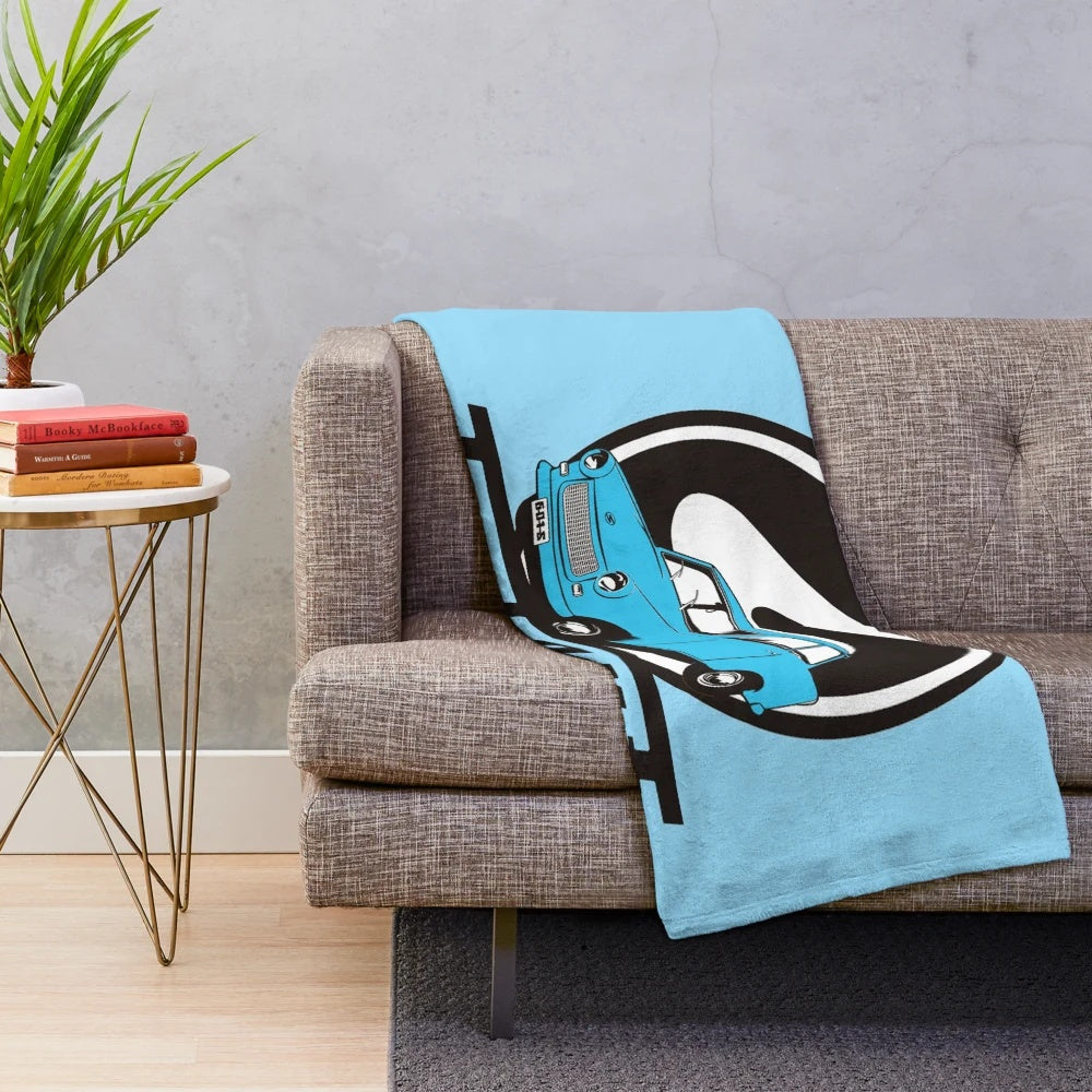 Cozy plush blanket featuring the iconic TRABANT 601 car from East Germany