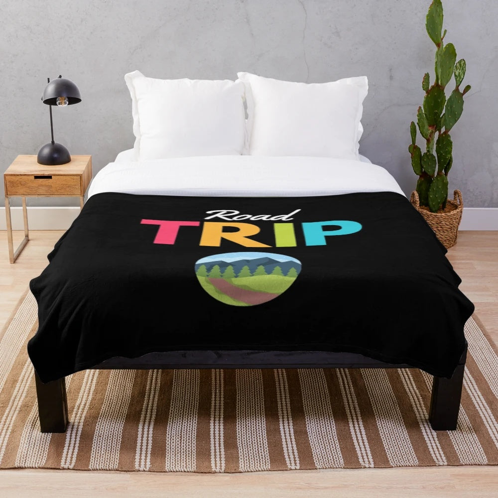 Vintage inspired travel plush blanket featuring mountains and European landscapes