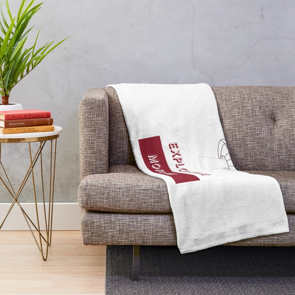 Vintage-Inspired Travel Plush Blanket with Spaceship and Retro Designs