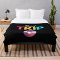 Vintage travel-themed plush blanket featuring scenic European landscapes