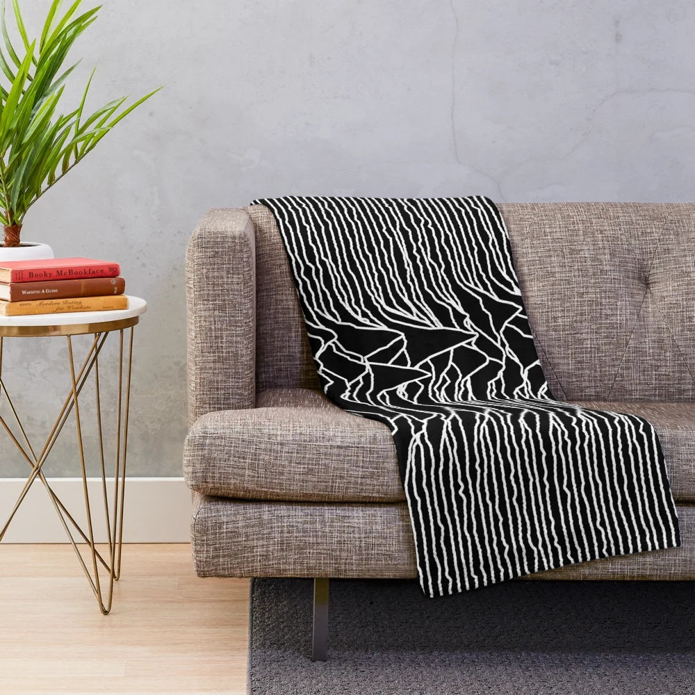 Plush blanket featuring the iconic Unknown Pleasures album cover by Joy Division