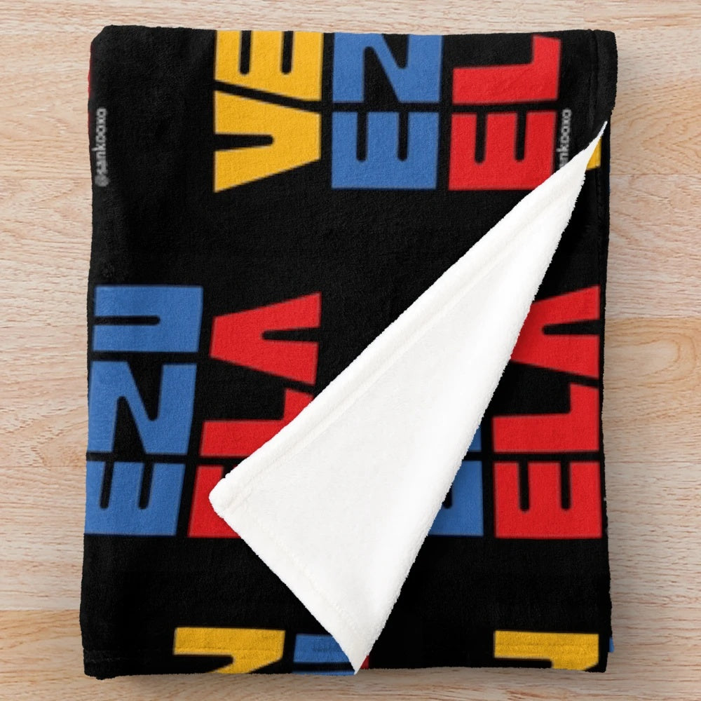 Soft and cozy Venezuela plush blanket with a vintage, aesthetic design