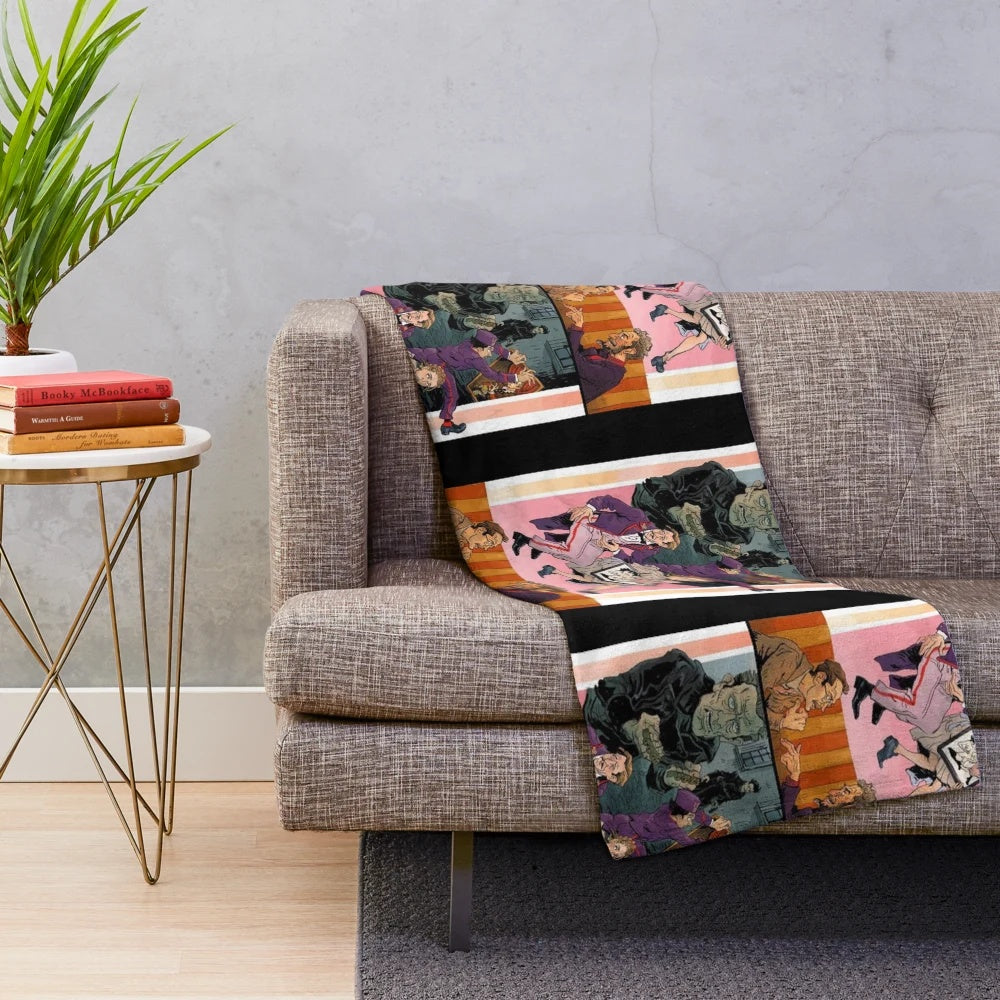 Vintage-inspired plush blanket with Wes Anderson's Grand Budapest Hotel design