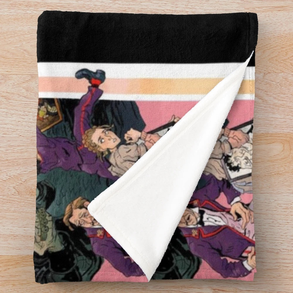 Vintage-inspired plush blanket with Wes Anderson's Grand Budapest Hotel design