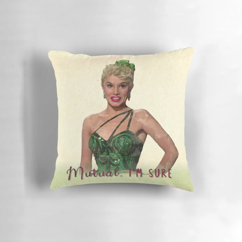 Vintage-inspired white Christmas pillow with a classic film aesthetic