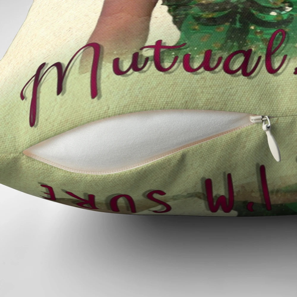 Vintage-inspired white Christmas pillow with a classic film aesthetic