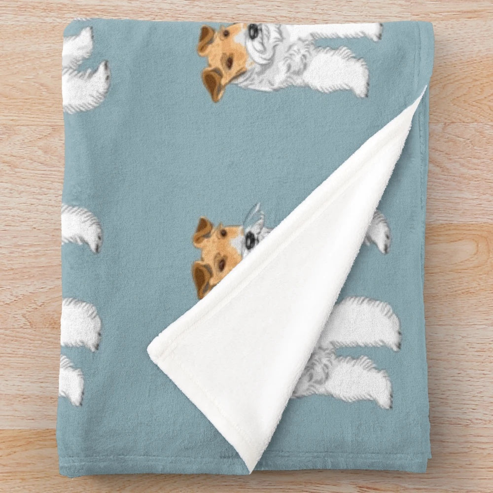 Retro wire haired fox terrier design plush blanket