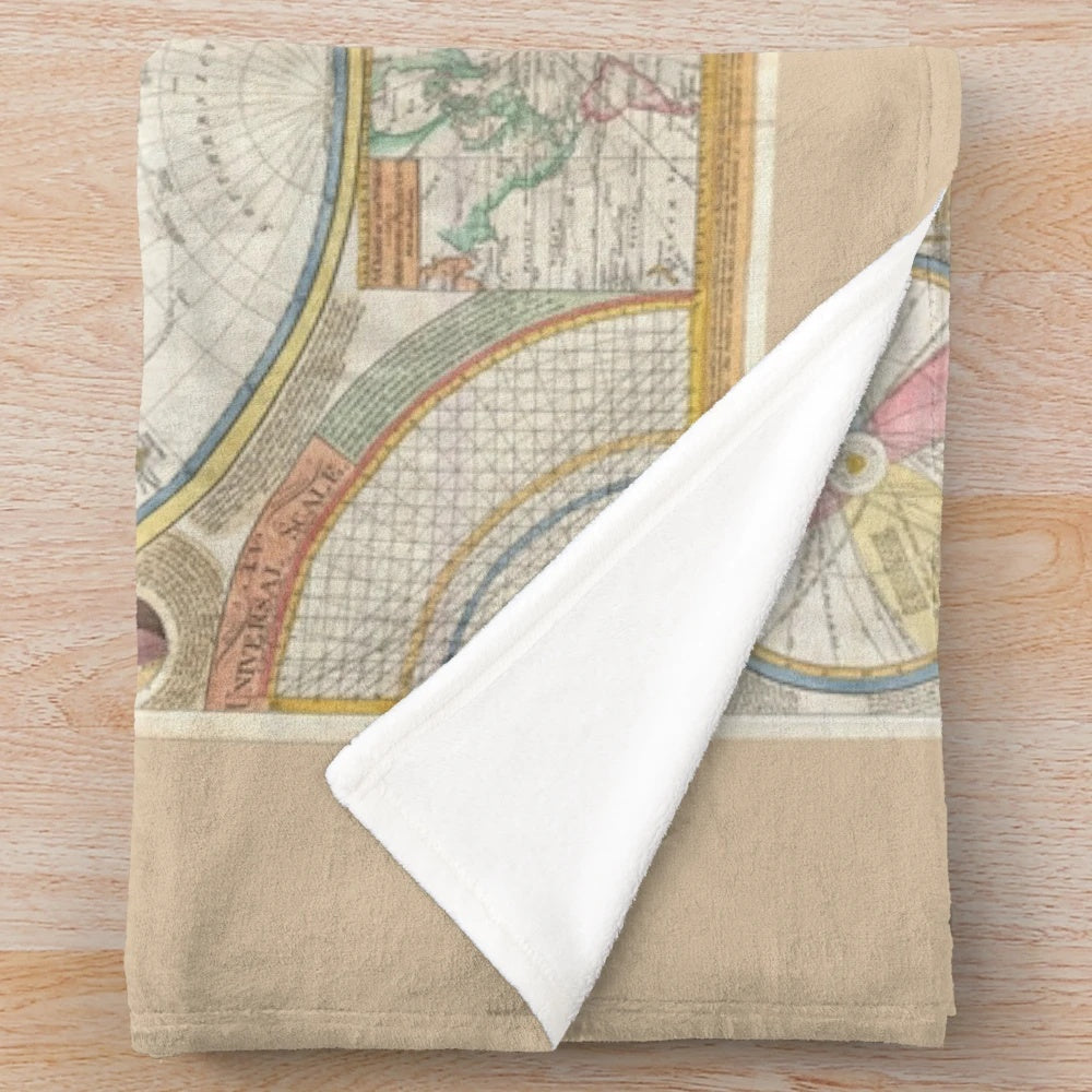 Vintage world map plush blanket