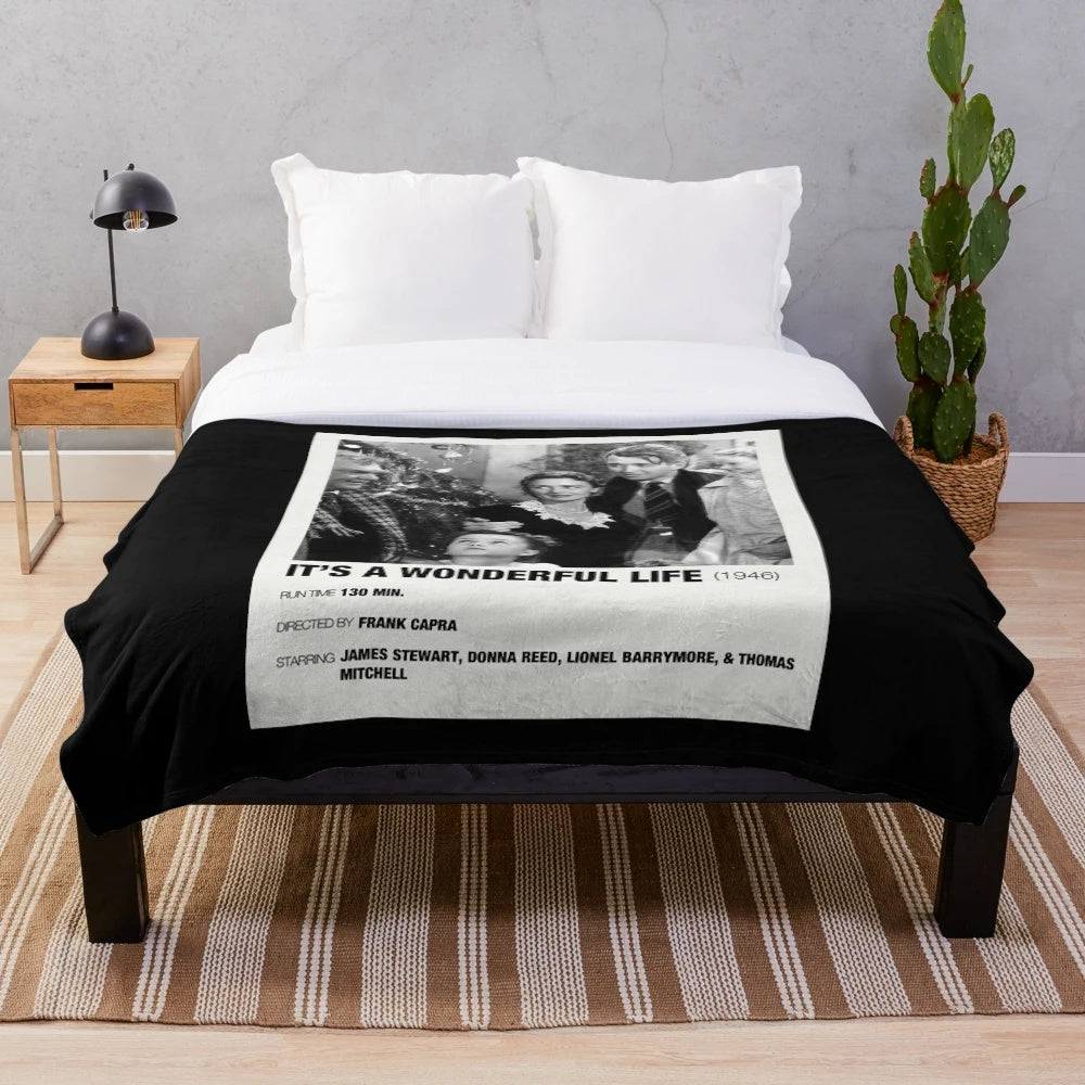 Vintage-style "It's a Wonderful Life" inspired plush blanket