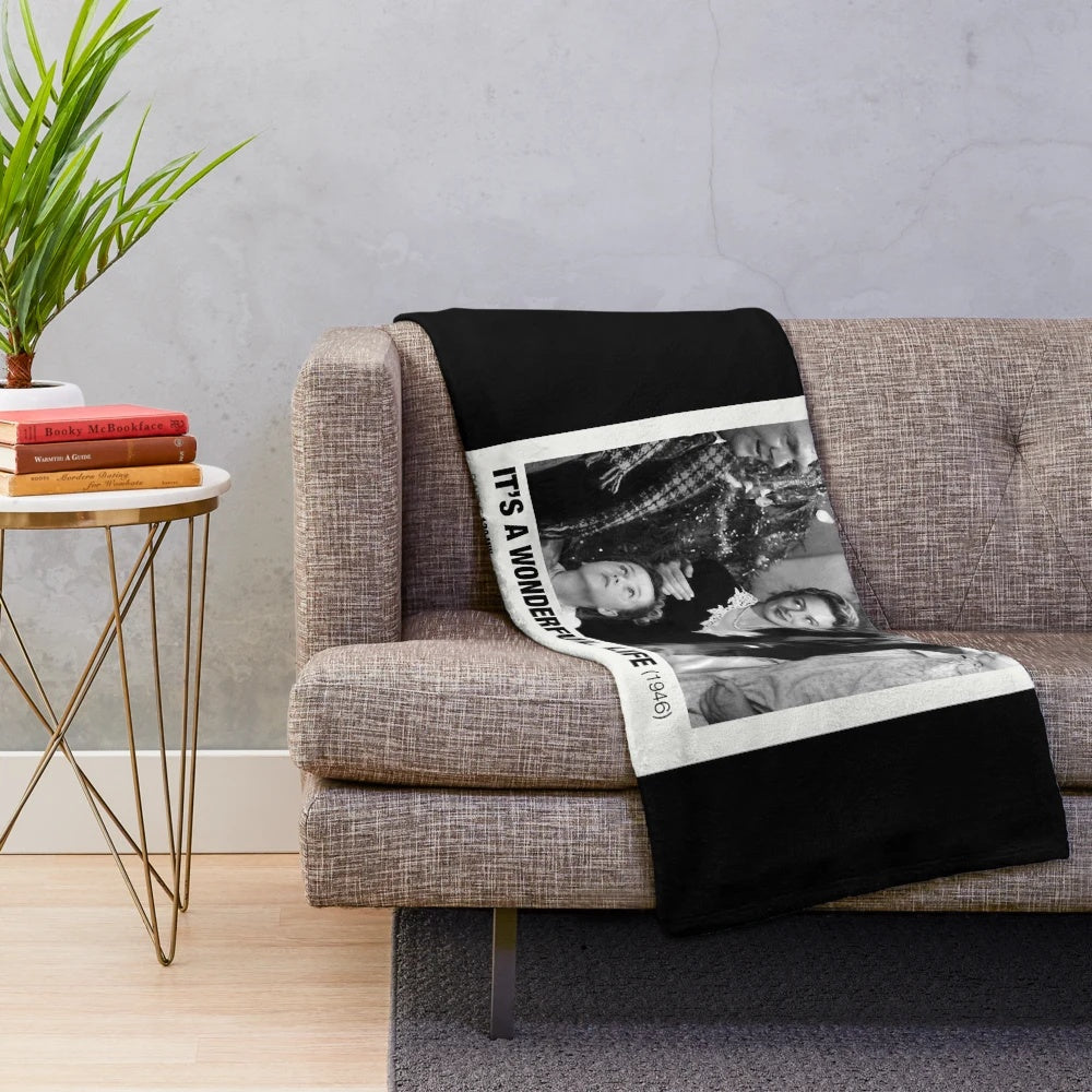 Vintage-style "It's a Wonderful Life" inspired plush blanket