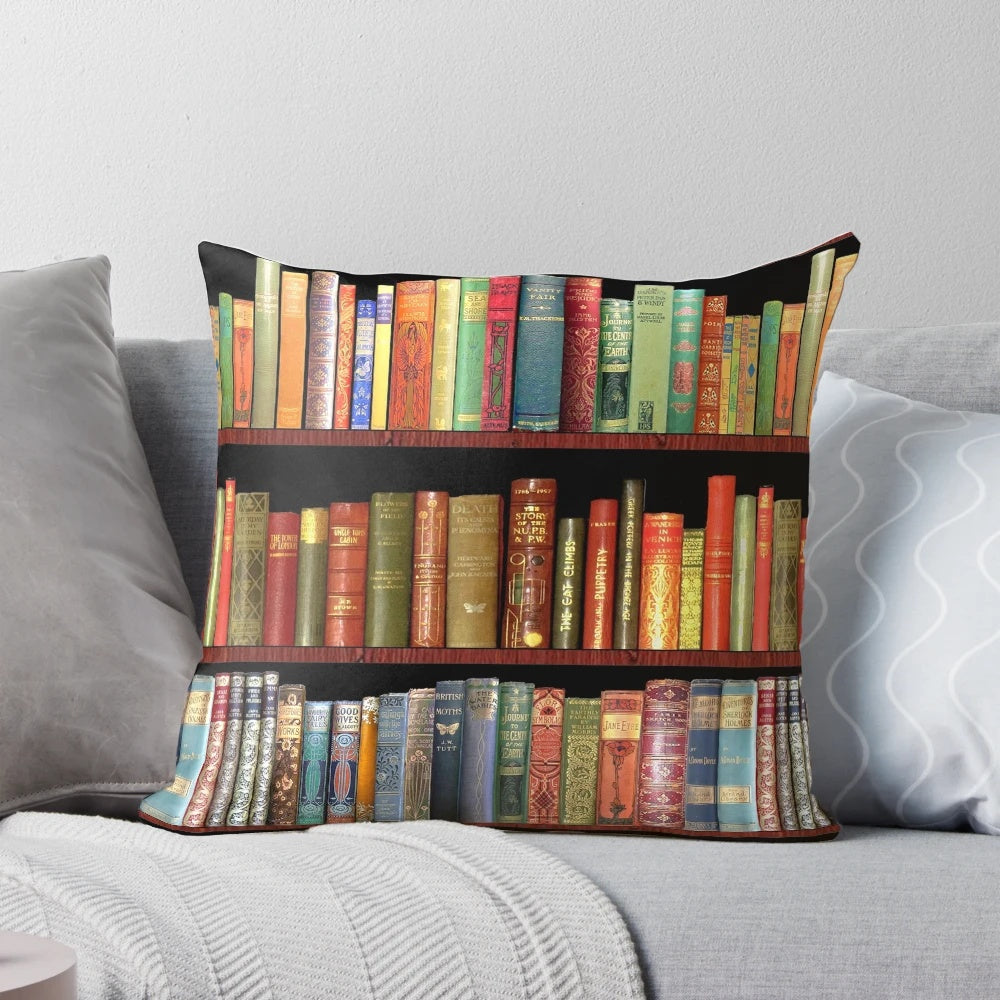 Vintage Jane Austen and British antique book-themed decorative pillow