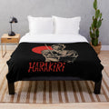Vintage-style Japanese cinema-inspired plush blanket featuring movie elements