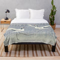 Vintage Japanese Woodblock Art Plush Blanket Featuring a Red Crowned Crane