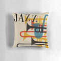 Vintage jazz pillow with retro saxophone and trumpet design