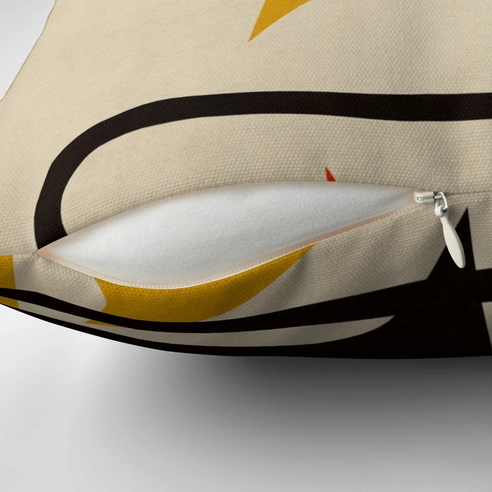 Vintage jazz pillow with retro saxophone and trumpet design
