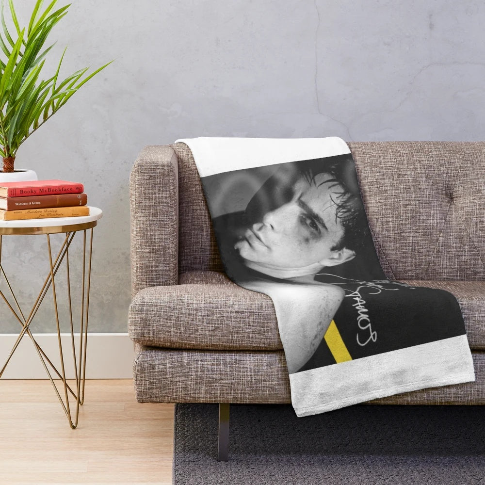 Vintage-style plush blanket featuring John Stamos as Uncle Jesse from the 90s sitcom "Full House