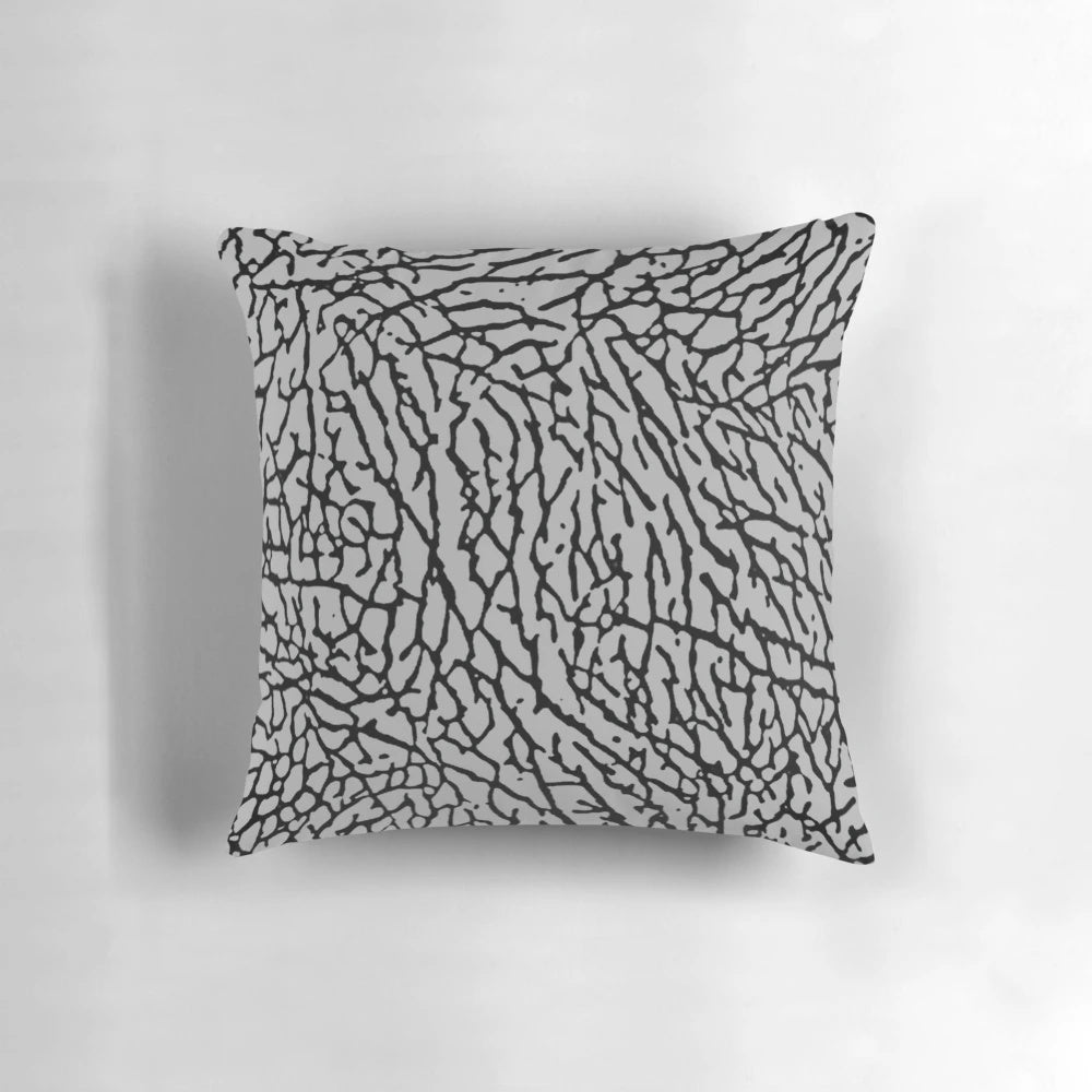 Vintage Jordan Elephant Print Cement Pillow featuring a retro, textured design
