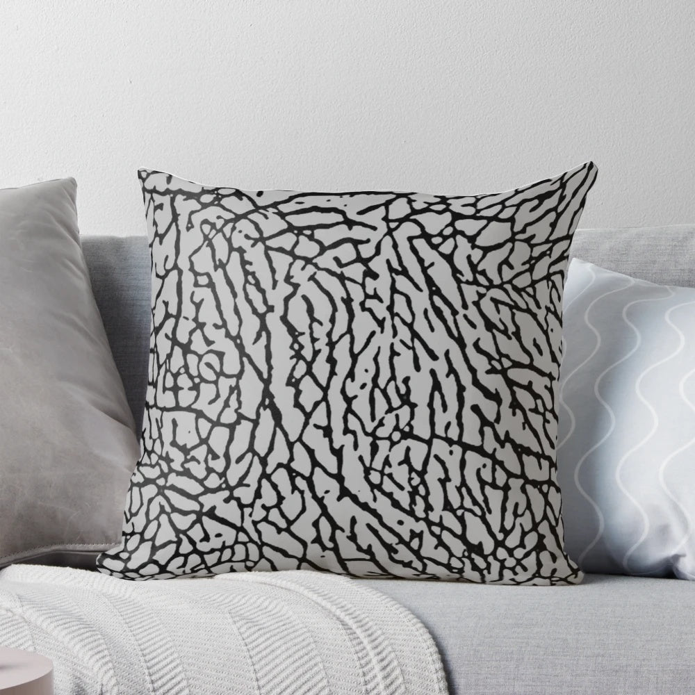 Vintage Jordan Elephant Print Cement Pillow featuring a retro, textured design