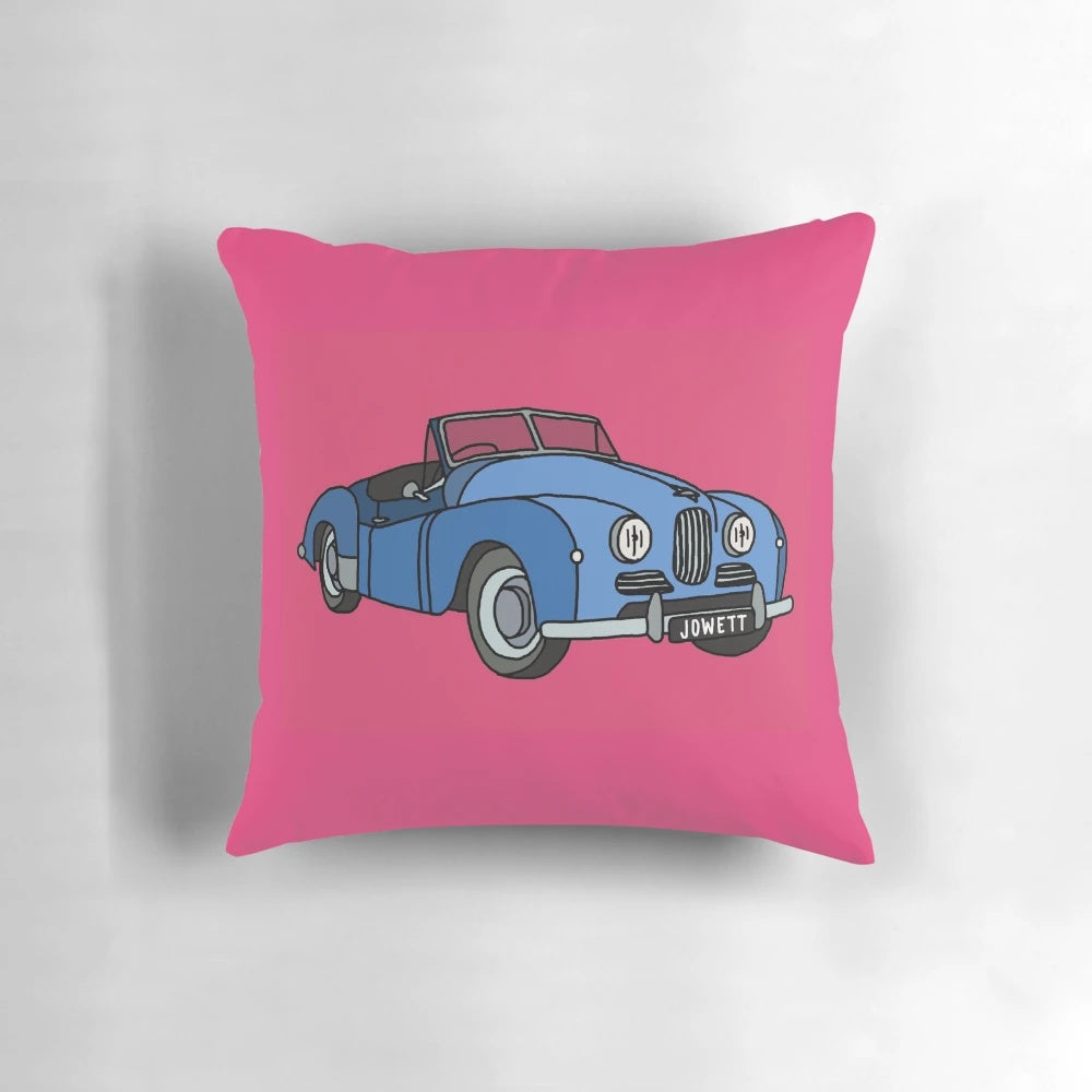 Vintage Jowett Jupiter Pillow - A soft, plush cushion featuring the iconic design of the classic Jowett Jupiter car