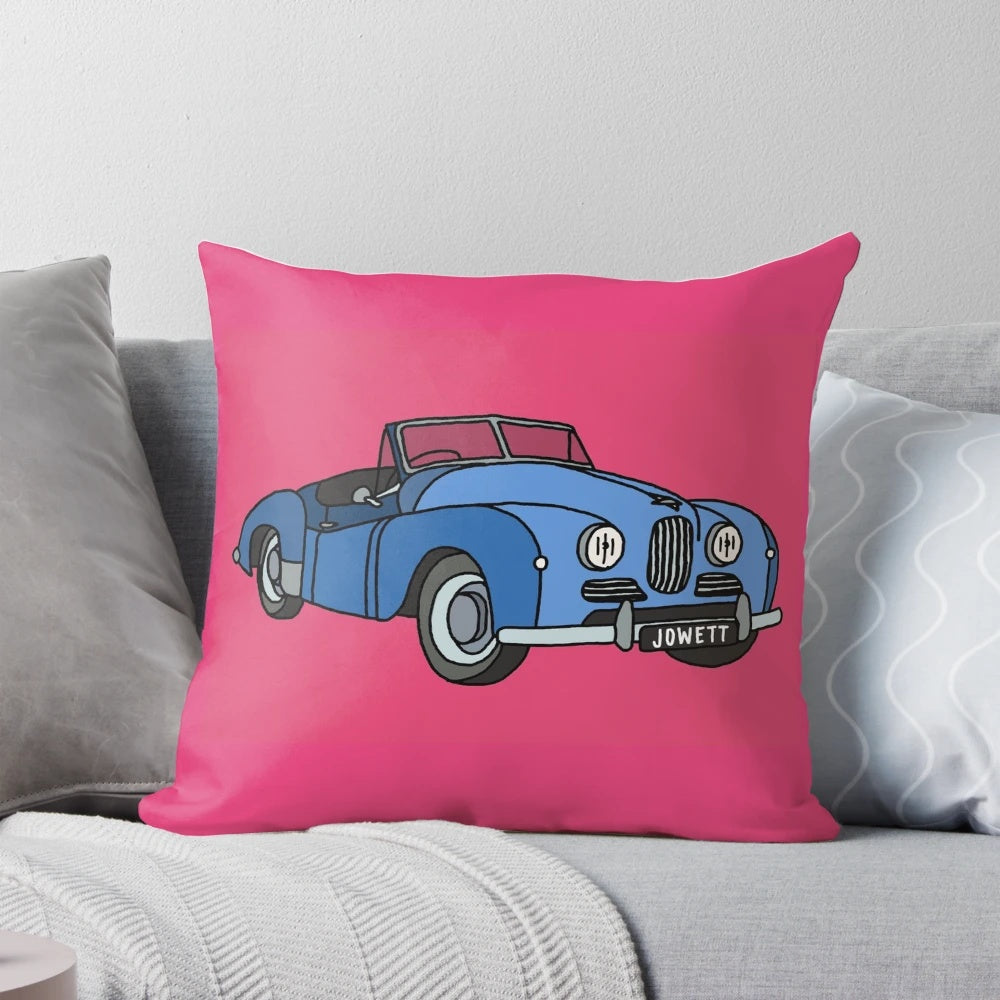 Vintage Jowett Jupiter Pillow - A soft, plush cushion featuring the iconic design of the classic Jowett Jupiter car