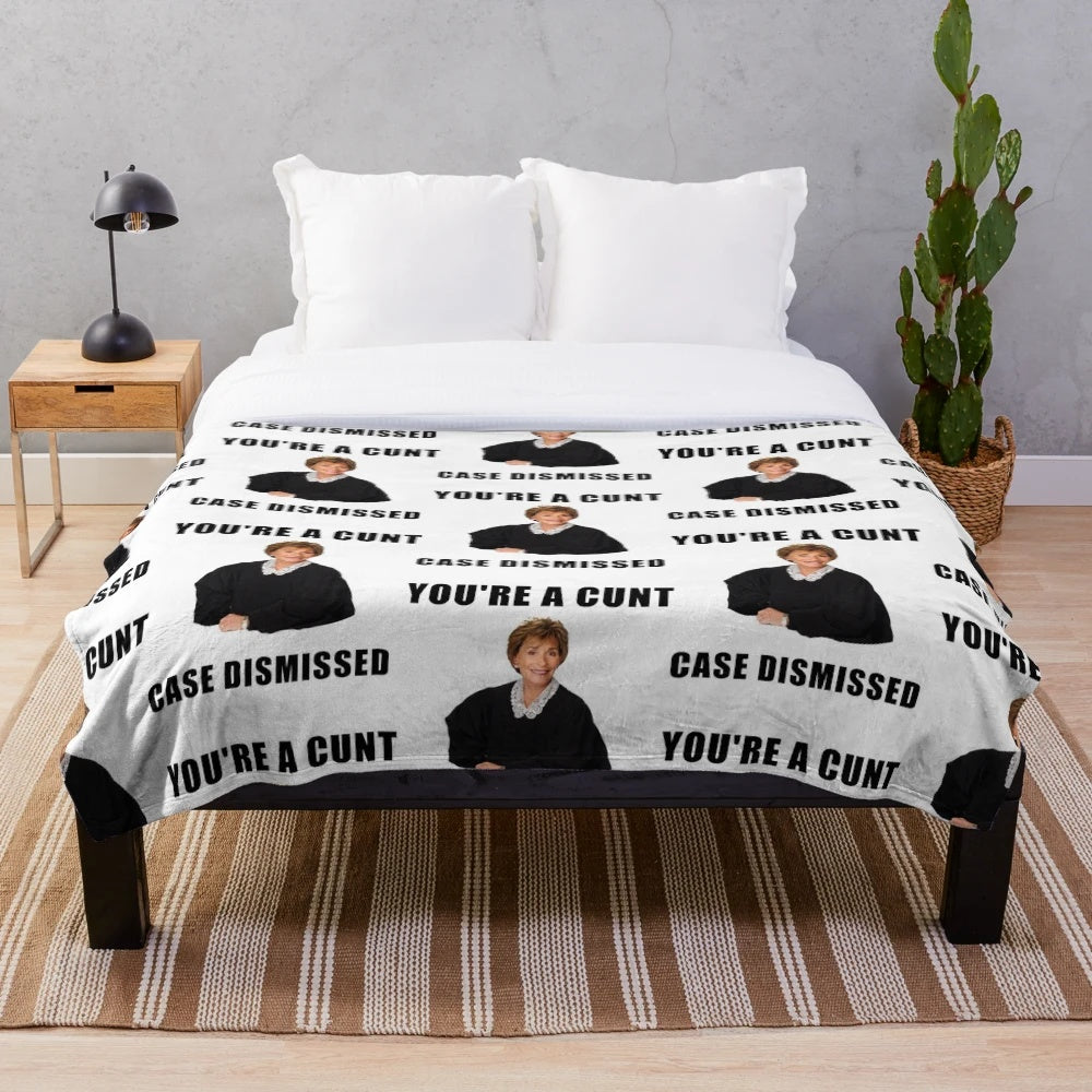 Vintage Judge Judy meme themed plush blanket