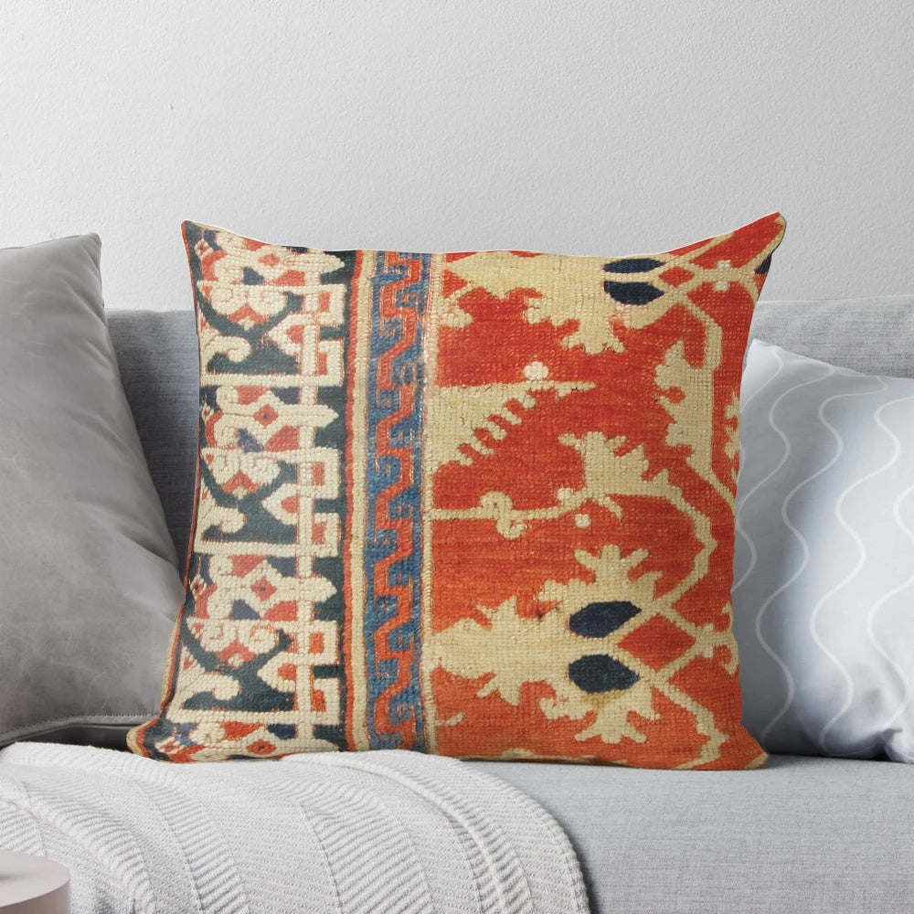 Vintage kilim pillow with antique oriental Turkish Persian boho bohemian design