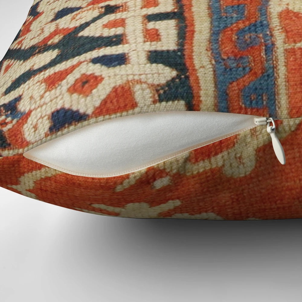 Vintage kilim pillow with antique oriental Turkish Persian boho bohemian design