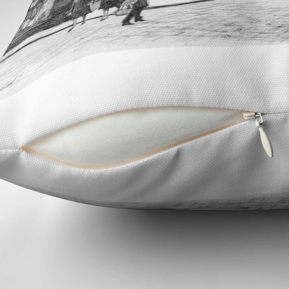 Nostalgic pillow featuring a historic image of the Kilsyth Main Street and King Street junction in Scotland.