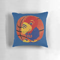 Vintage-style pillow featuring the iconic KU Jayhawks college basketball mascot