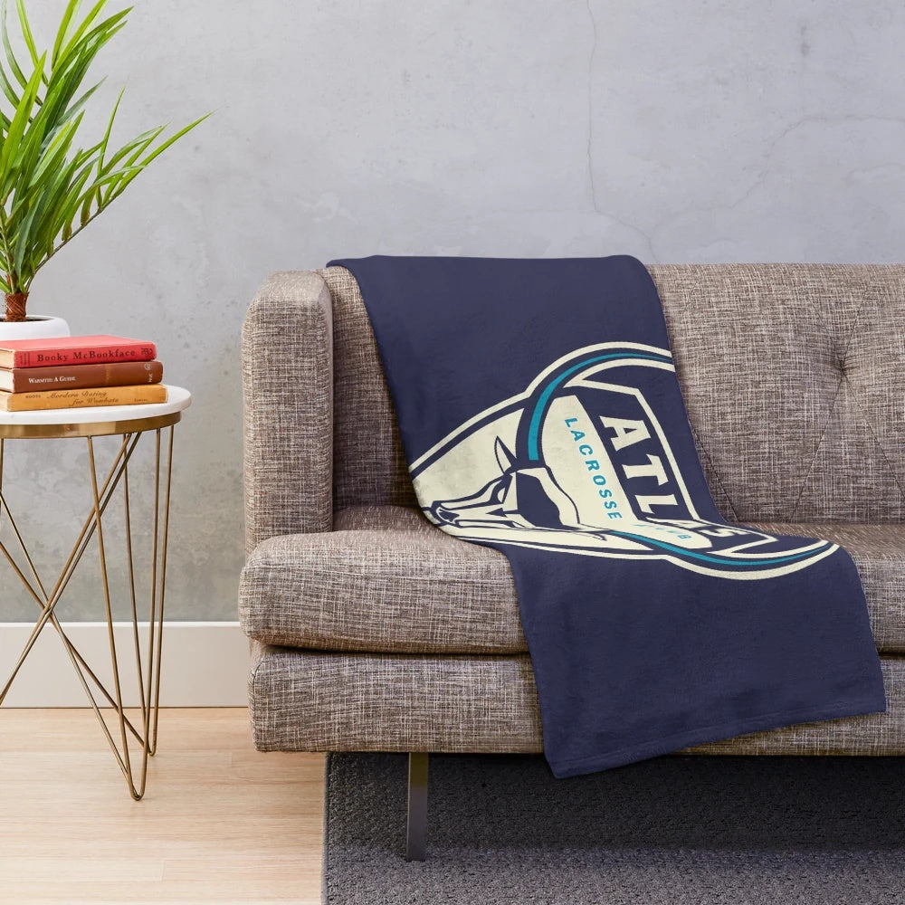 Vintage lacrosse-themed plush blanket