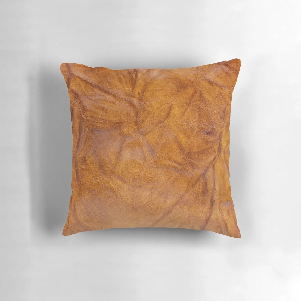 Vintage leather textured pillow with abstract animal-inspired design
