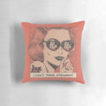 Vintage-inspired pillow featuring a lesbian couple in a romantic embrace, titled "I Can't Think Straight
