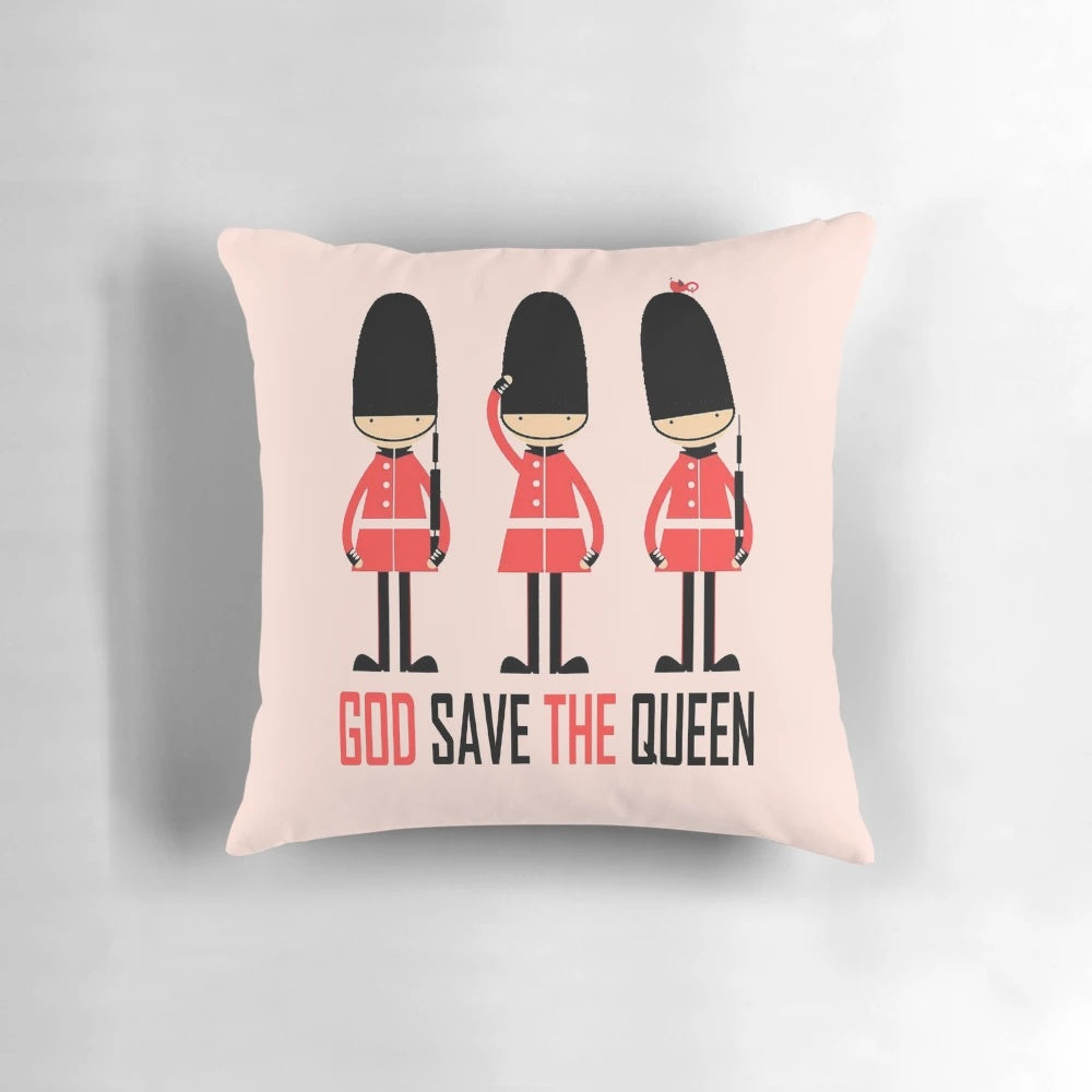 Vintage London Souvenir Pillow featuring iconic British landmarks and symbols