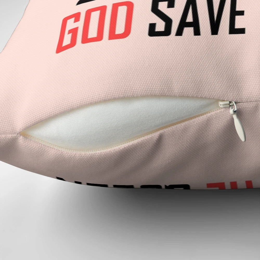 Vintage London Souvenir Pillow featuring iconic British landmarks and symbols
