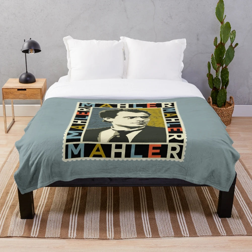 Mahler Plush Blanket with Vintage Music Design