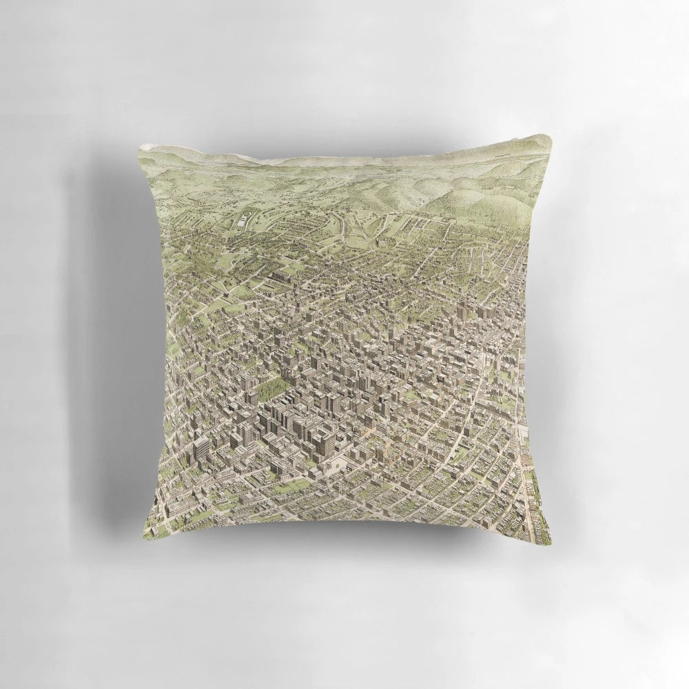 Antique map of Los Angeles, California printed on a plush pillow