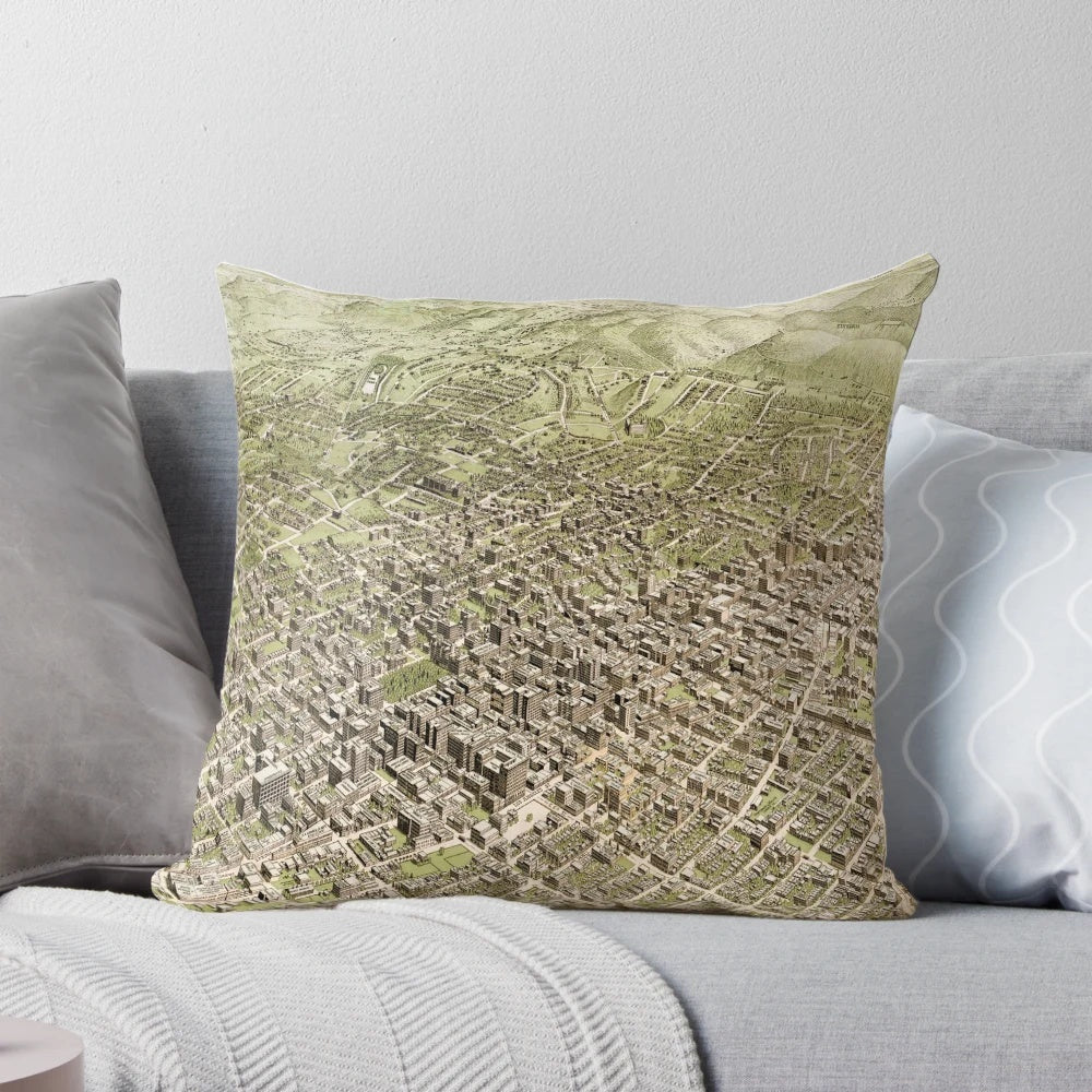 Antique map of Los Angeles, California printed on a plush pillow