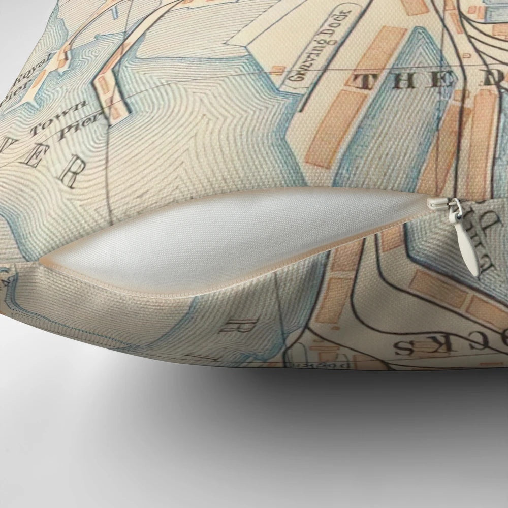 Vintage Map of Southampton, England (1910) Decorative Throw Pillow
