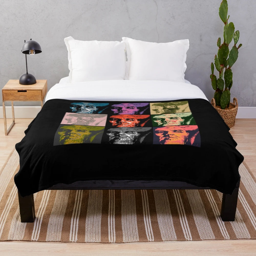 Vintage Marlon Brando inspired plush blanket with Apocalypse Now and Godfather movie references