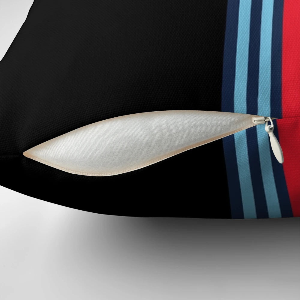 Martini Racing Stripe Pillow featuring iconic retro motorsports design