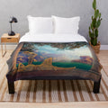 Vintage inspired plush blanket featuring Maxfield Parrish's iconic "Daybreak" painting