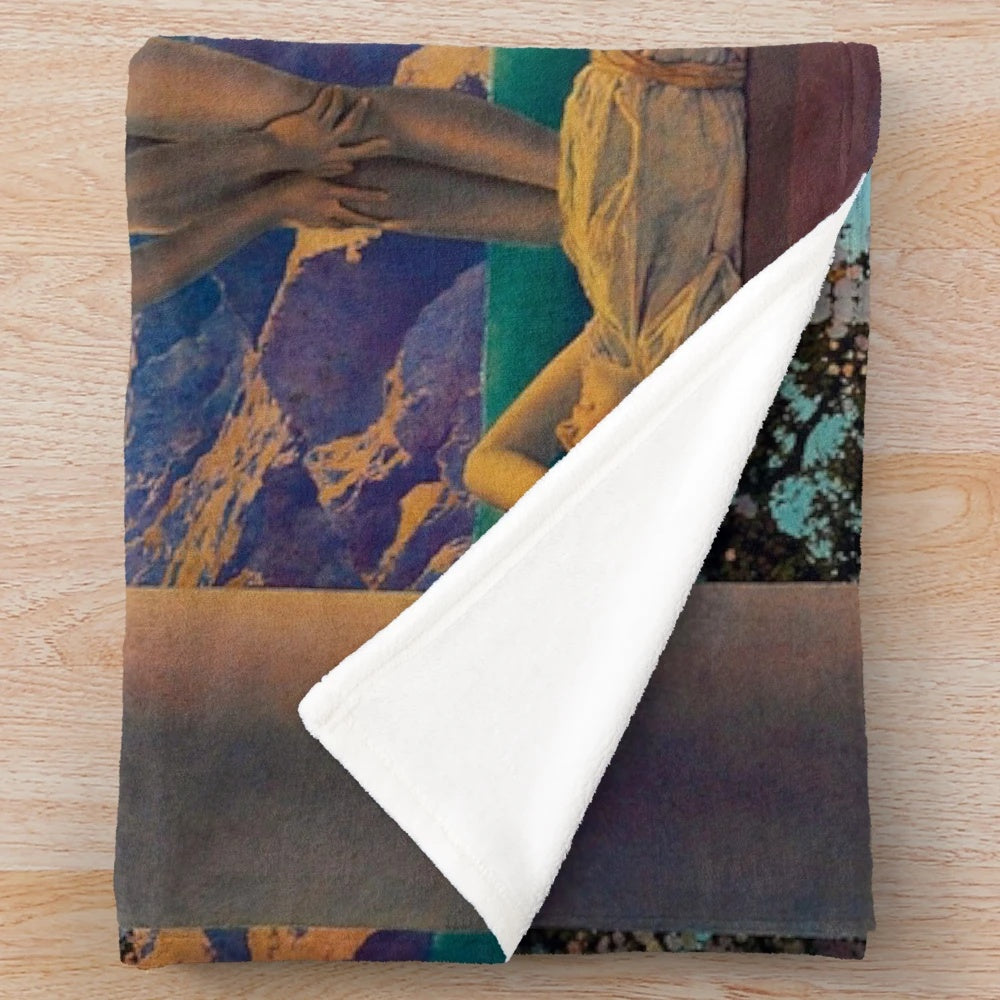 Vintage inspired plush blanket featuring Maxfield Parrish's iconic "Daybreak" painting