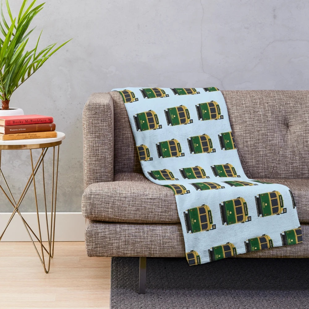 Melbourne's iconic W-Class tram featured on a soft, cozy plush blanket