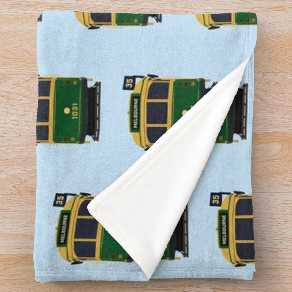 Melbourne's iconic W-Class tram featured on a soft, cozy plush blanket