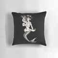 Vintage mermaid tattoo style decorative throw pillow with a sailor jerry inspired design.