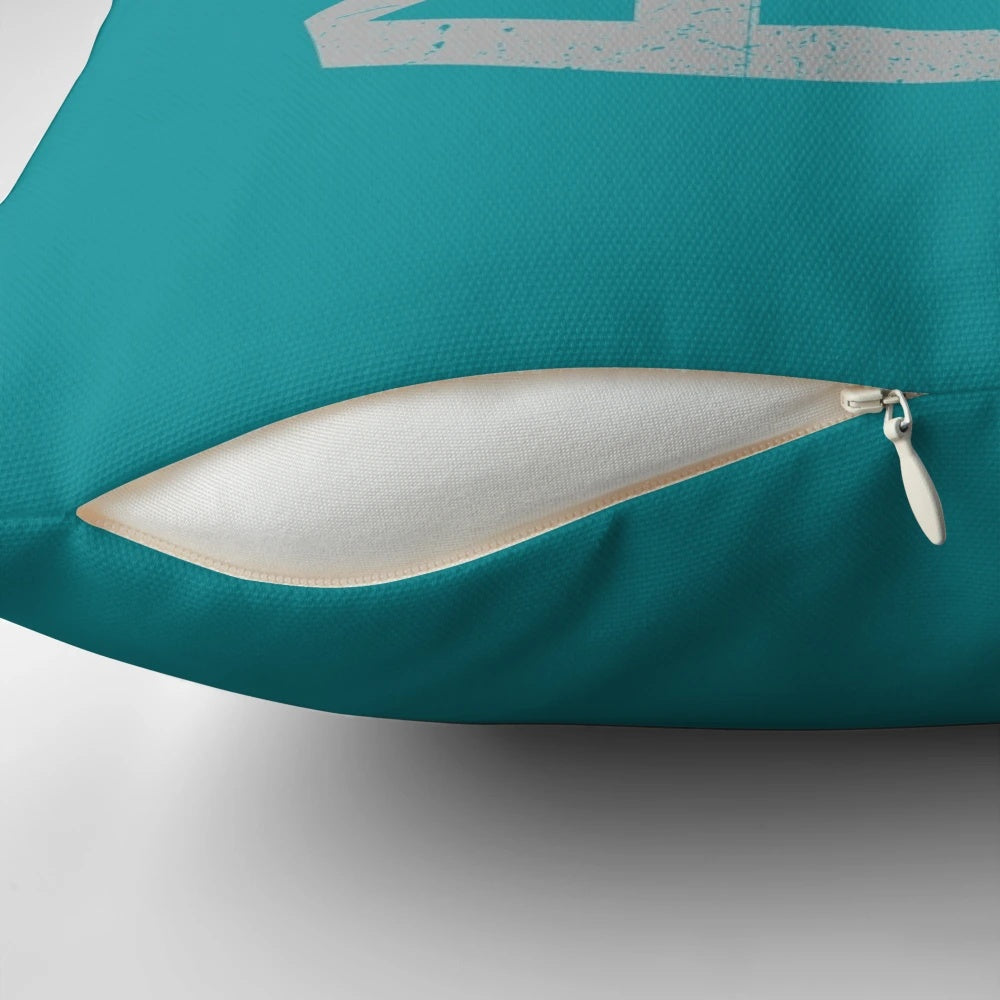 Vintage Miami Dolphins Retro Helmet Aqua Pillow with Football Team Logo
