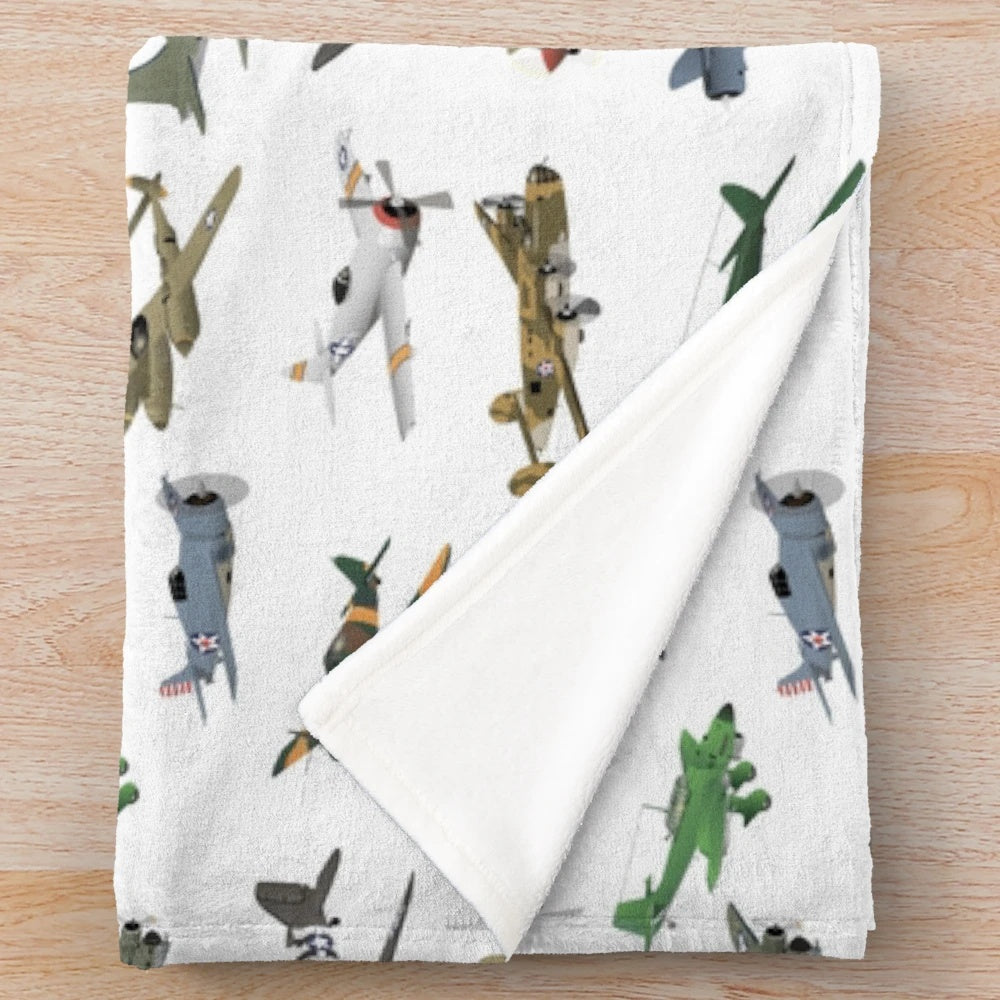 Vintage Military Aircraft Plush Blanket